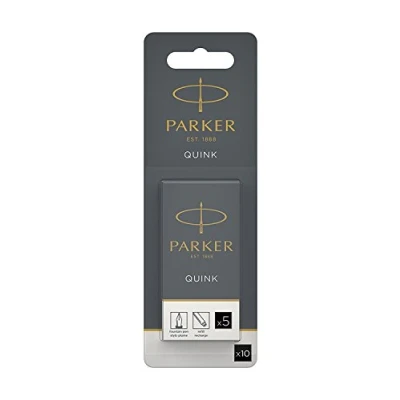 Image of Parker Long Fountain Pen Ink Cartridges Pack of 15 Black