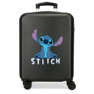 Image of Disney Children&#039;s Hard case with 4 Wheels Side Combination Lock Made of ABS, a Rigid and Lightweight Material., Stitch Cute, Cabin Suitcase