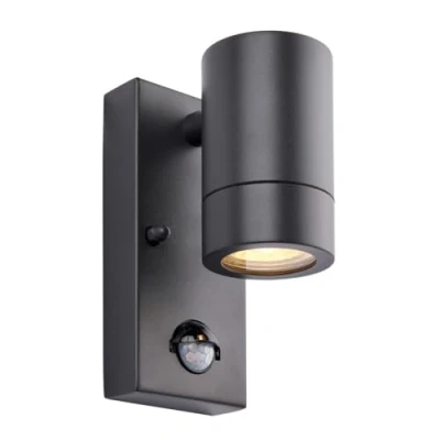 Image of Saxby Palin PIR Outdoor Down Wall Lamp Anthracite Grey IP44