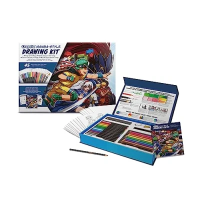 Image of CRAYOLA, Drawing Set Learn to Draw Your Own Manga with 45 Pieces, Creative Activity and Gift for Children, from 8 Years