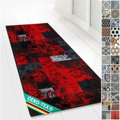 Image of Design Carpet Runner Rug Floor Mat, Non Slip Mat for Kitchen Hallway Living Room Bedroom Vintage Ornament Classic Modern (80 x 250 cm, Maraba)