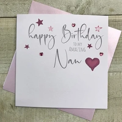 Image of White Cotton Cards Nan STARS LARGE BIRTHDAY CARD, HANDMADE (XS145 NAN)