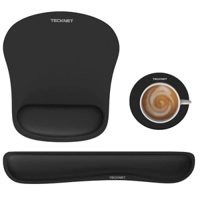 Image of TECKNET Mouse Pad with Wrist Rest, Memory Foam Keyboard Ergonomic Support for Typing Pain Relief, Comfortable Mat Rest Office, Gaming and Desk