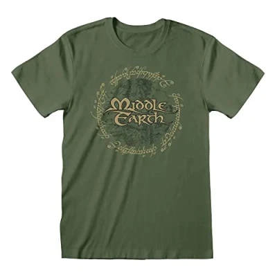Image of Lord Of The Rings Middle Earth Adults Green T Shirt X Large