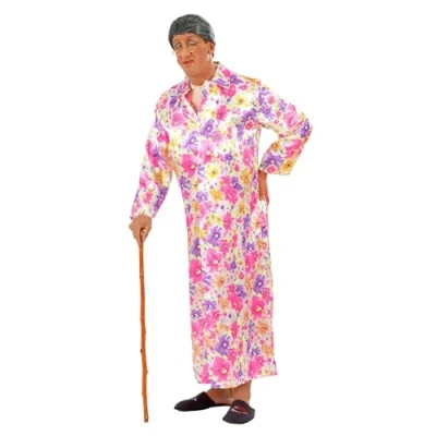 Image of Mens Flasher Granny Costume Medium UK 40/42&quot; for Stag Party Weekend Fancy Dress