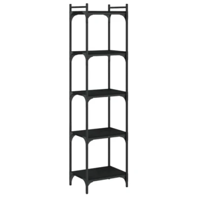 Image of vidaXL 4 Tier Bookshelf Black Engineered Wood Storage Cabinet Rack with Adjustable Feet and Sturdy Metal Frame for Living Room, Bedroom
