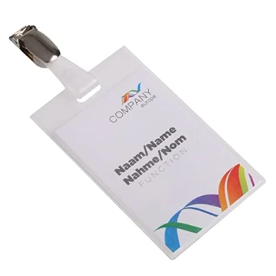 Image of EUROPEL ID Holder Badges with Clips &amp; Blank Card Insert Sheets (Pack of 24) Vertical for School, Colleges, Offices Corporate Event 60 x 90 mm