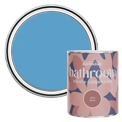 Image of Rust Oleum Blue Moisture Resistant Bathroom Wood and Cabinet Paint in Satin Finish Cerulean 750ml