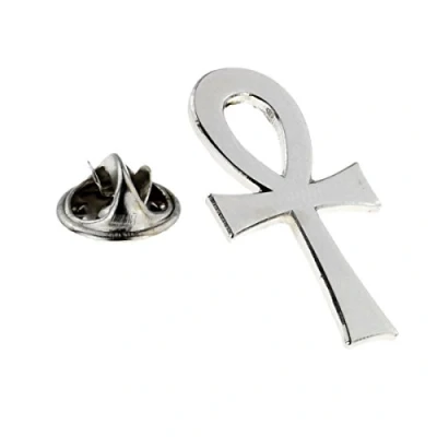 Image of Egyptian Ankh Silver Cross Metal Enamelled Pin Badge Lapel XJKB13 09