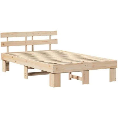 Image of vidaXL Bed Frame with Headboard 120x200 cm Solid Wood Pine