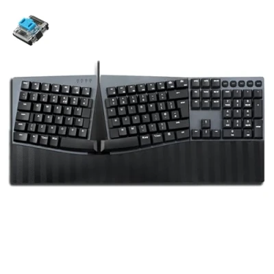 Image of perixx PERIBOARD 535BL Wired Ergonomic Mechanical Full size Keyboard Low Profile Blue Clicky Switches Programmable Feature with Macro Keys Compatible Windows and Mac OS X UK English