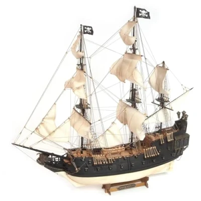 Image of Occre 12012 Pirate Galleon Black Swan (Black Swan) Assembly Kit in Wood and Metal Scale 1:75, L: 613 mm, Height: 585 Width: 257 mm Includes Sails