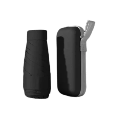 Image of Mini Folding Umbrella Small Travel with Case Ultra Portable Compact Umbrella, Anti UV Rainproof Windproof Fast Dry and Lightweight for Women Man Students Travel(black)