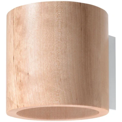 Image of SOLLUX lighting Orbis Downlight Wall Light with Cylindrical Shade Living Room Dining Lamp Kitchen and Hallway Made of Natural Wood 10 x 12 cm
