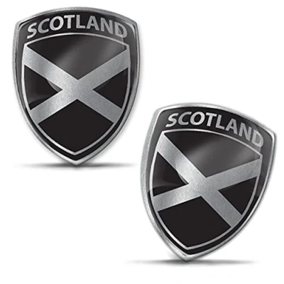 Image of Biomar Labs® 2 x 3D Domed Silicone Badge Stickers Decal Emblem Car Motorcycle Helmet Scotland Scottish Silver National Flag F 115