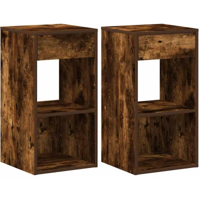 Image of vidaXL Bedside Cabinets with Drawer 2 pcs Smoked Oak 35x34x66.5 cm