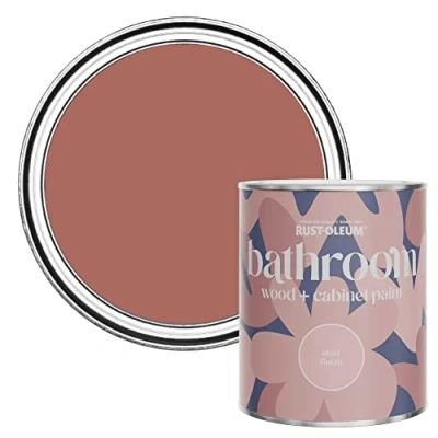 Image of Rust Oleum Red Moisture Resistant Bathroom Wood and Cabinet Paint in Matt Finish SALMON 750ML