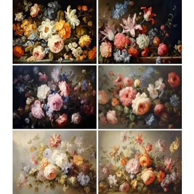 Image of Vintage Bouquets Rice Paper, 8 x 10.5 inch for Decoupage Furniture Print Crafts