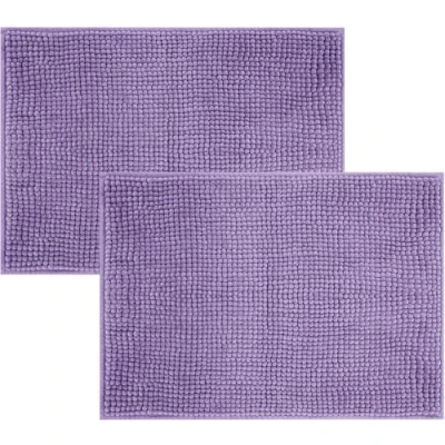 Image of Hafaa Bath Mat Non Slip Anti Mould 2 Pack (Lilac) 40x60 cm Chenille Bathroom
