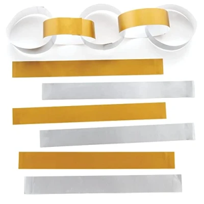 Image of Baker Ross FE979 Gold and Silver Metallic Paper Chains Pack of 200, Crafts for Kids, Make Your Own Decorations to Display, Ideal Arts Projects