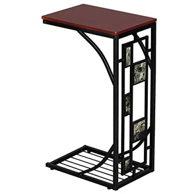 Image of C Shaped Side Table,Sofa End Table, Laptop Coffee Snack for Small Space,Living Room, Bedroom (square)
