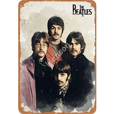 Image of Henson The Beatles vintage Tin Sign Logo 12 * 8 inches Advertising Eye Catching Wall Decoration