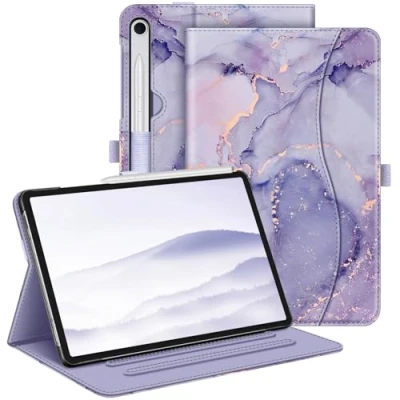 Image of FINTIE Case for Samsung Galaxy Tab S9 FE 10.9 Inch/Galaxy 11 Inch 2023, Multi Angle Viewing Protective Cover with Pocket, Auto Sleep/Wake, Lilac Marble