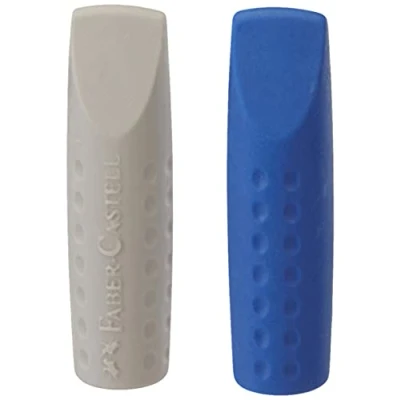 Image of Faber Castell Eraser Cap 2001 Twin Pack (2 pieces = 1 bag) red/grey or blue/grey assorted