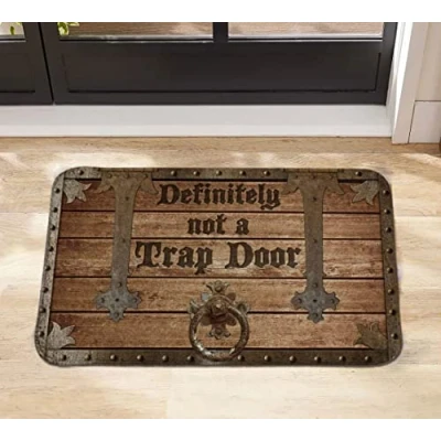 Image of Definitely Not A Trap Door Doormat,Outdoor Mat,Personalized Doormat,Welcome Doormat,Housewarming Decor Gift 30x18 Inch
