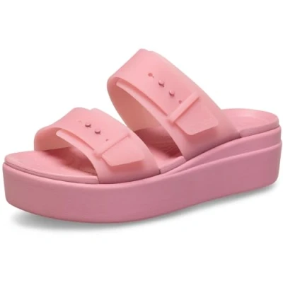 Image of Crocs Women&#039;s Brooklyn Buckle Low Wedge Sandal, Rosette, 7 UK
