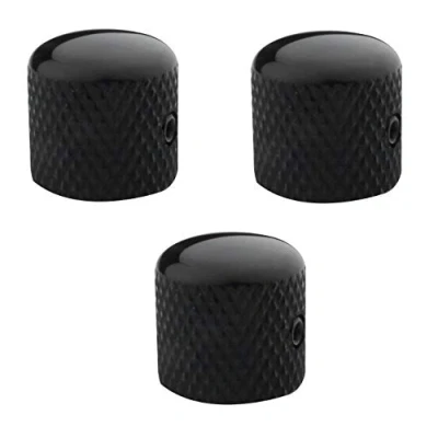 Image of Guyker 3Pcs Guitar Control Knobs with 6mm (0.24&quot;) Dia. Shaft Pots Adjust Wrench Copper Dome Tuning Potentiometer Knob Hole Replacement for Electric or Precision Bass (Black)
