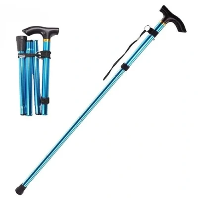 Image of Walking Stick, Lightweight Flexible and Easy Adjustable Height Folding Extendable Cane, Durable Aid Mobility Collapsible Stick (Blue)