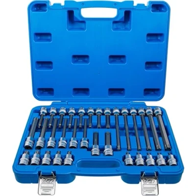 Image of BGS 5182 Bit Socket Set 12.5 mm (1/2&quot;) Drive T Star (for Torx) 32 pcs.
