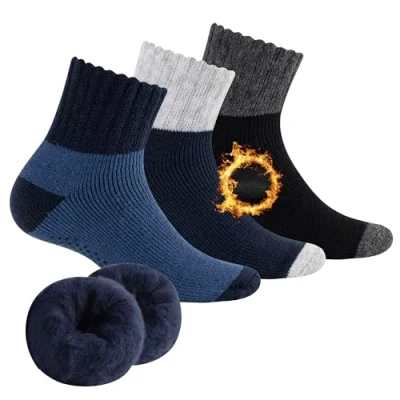 Image of The Essentials Wardrobe 3PK Mens Brushed Thermal Lounge Socks UK 6 11/EU 39 45 Tonal Black