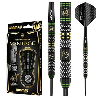 Image of WINMAU Michael van Gerwen MvG Vantage Tungsten Steeltip Darts Set 23 Gram with Prism Flights and Vecta Shafts (Stems)