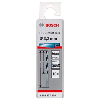 Image of Bosch Professional 2 Piece PointTeQ HSS Twist Drill Bit (for Metal, 3.2 x 36 65 mm, Accessories for Driver)
