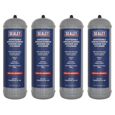 Image of Sealey 430g 2.2L, Disposable Argon/Carbon Dioxide Gas Cylinder Pack of 4