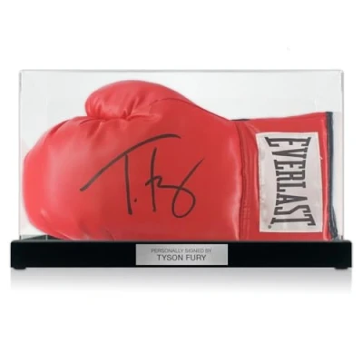 Image of Exclusive Memorabilia Tyson Fury Signed Boxing Glove. Display Case With Plaque