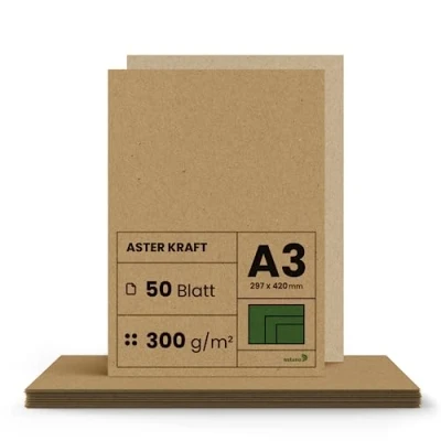 Image of Netuno 50x Brown Kraft Cardboard DIN A3 297x420mm 11.69x16.54″ 300gsm Aster Recyclable Natural Ecological Paper ECO for Invitations Cards Scrapbooking menus Gifts Sketch Printing Christmas DYI