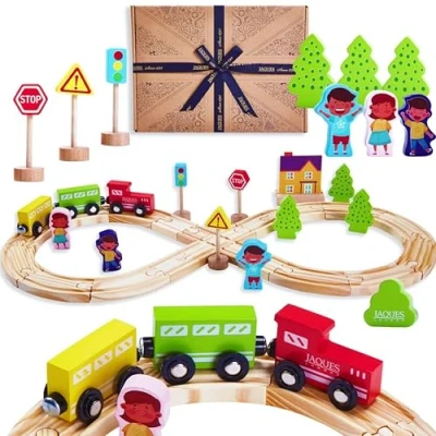 Image of Train Set by Jaques of London Wooden Toys for 1 2 3 4 5 Year Olds Toy Kids Toddler Since 1795 Beautiful Gift Packaging Luxury Present