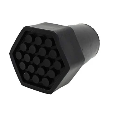 Image of Qty 4X: 22mm 7/8&quot; Black Hexagonal Heavy Duty Rubber Ferrules for Crutches by Lifeswonderful®