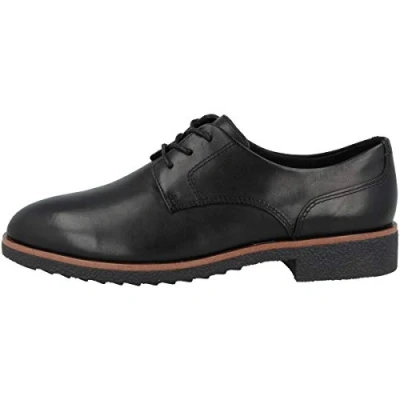 Image of Clarks Women&#039;s Griffin Lane Derbys, Black Leather Leather, 3.5 UK