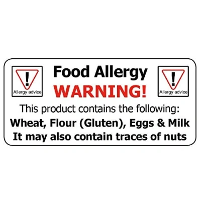 Image of 19 X 45mm Allergy A Food Allergy/Allergen Advice Warning Stickers Professionally Printed