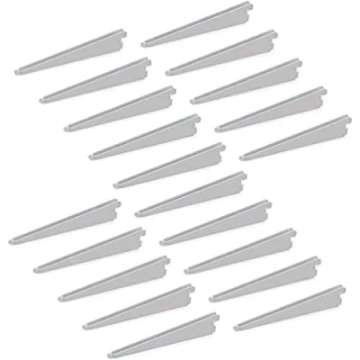 Image of Emuca Shelf Brackets for Twin Slot Wall Rail (Grid Dimension: 32mm (1,25 inch)), White, 170mm (6,7 inch), Set of 20 Pieces