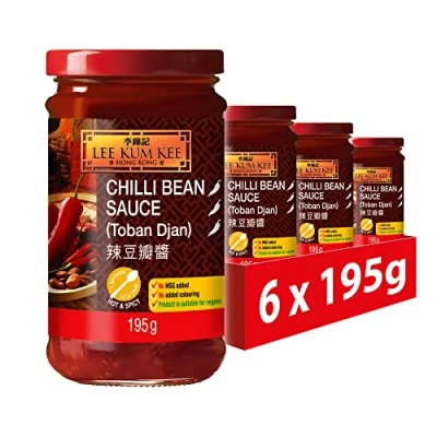 Image of Lee Kum Kee Chilli Bean Cooking Sauce, Vegan, No Added MSG, 195 g (Pack of 6)