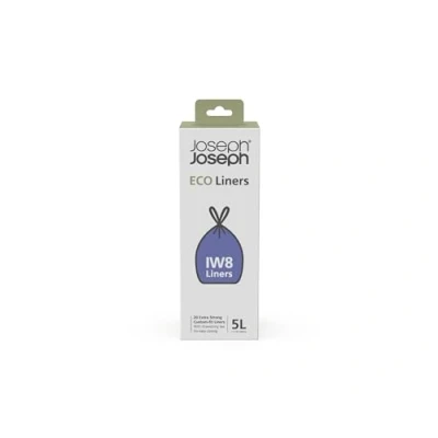 Image of Joseph Eco Liners Iw8 Recycled Plastic Bin Liners, Kitchen Bathroom Waste Bags With Tie Tape Drawstring Handles, Extra Strong Pack Of 20, Holds 5 Litres, Grau