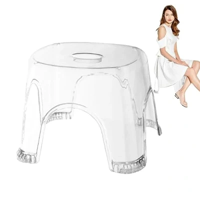 Image of Clear Shower Stool, Acrylic Bathroom Bench, Portable Foot Rest, Non slip Stool For Bedside Small Spaces, Seat, Corner Bench