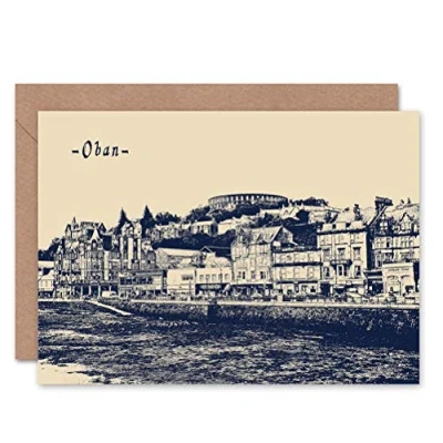 Image of Wee Blue Coo OBAN SCOTLAND CITY BIRTHDAY GIFT BLANK GREETINGS CARD