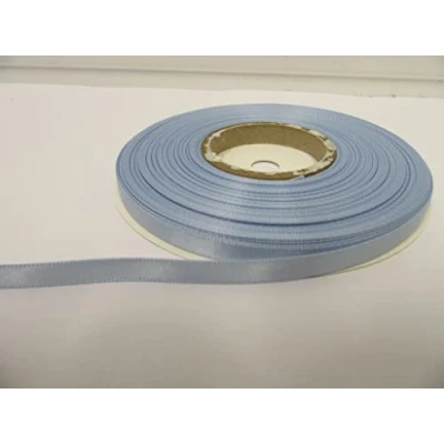 Image of 1 roll of 7mm Satin Ribbon x 25 metres Light Baby Blue Double Sided 7 mm