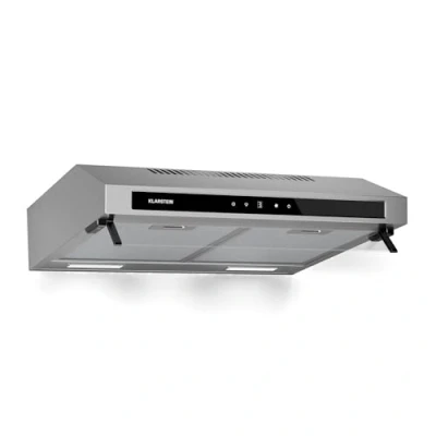 Image of Klarstein Purista Force Integrated Cooker Hood, 60cm Under Cabinet Dual Motor, 400 m3/h Air Flow, LED Touch Panel, Energy Efficiency C, Stainless Steel, Lighting, Charcoal Filter